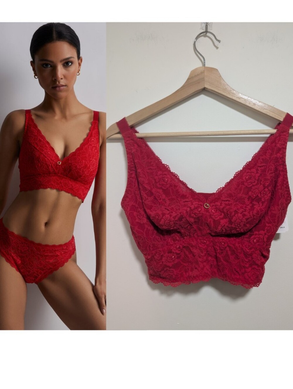 Aubade | Rosessence Lace Comfort Bralette In Gala Red